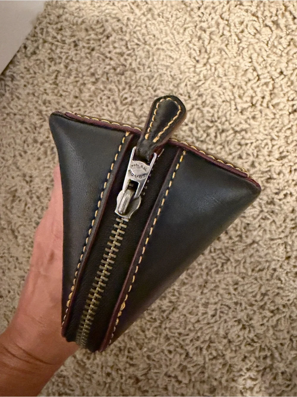 Coach Black Leather Mickey Mouse Zip Cosmetic Case
